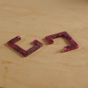 Handmade Hot Pink Acrylic Earrings Sparkle